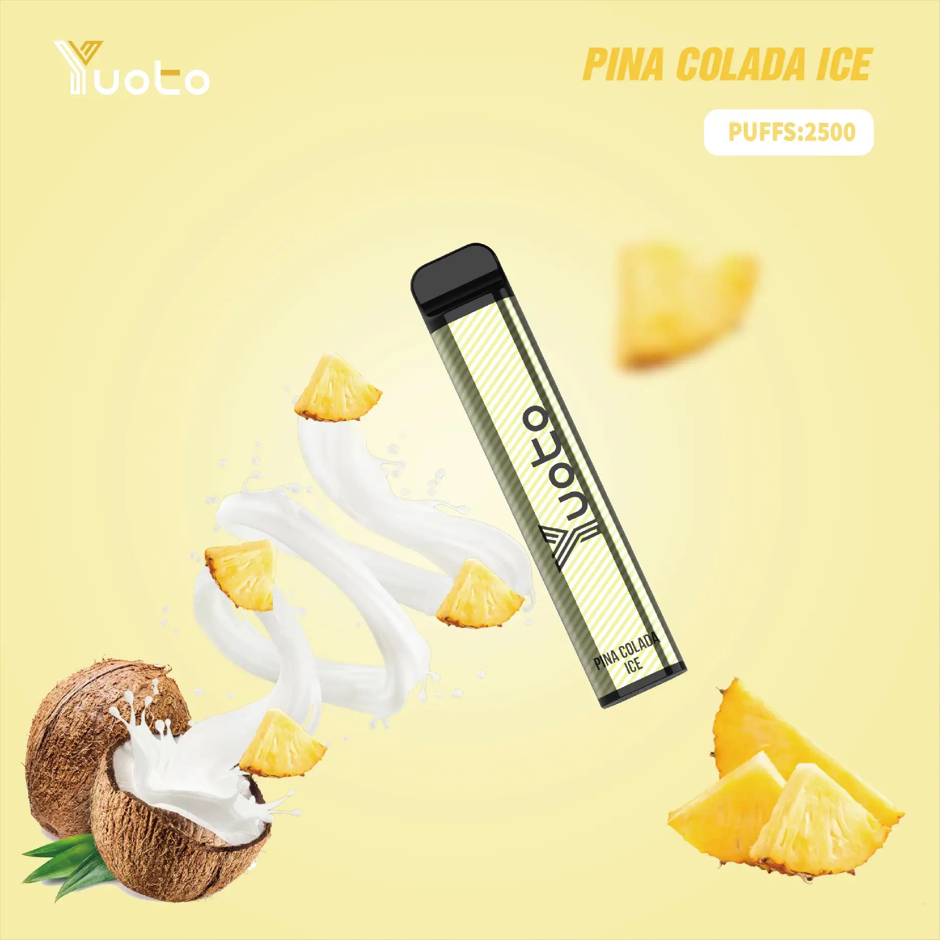 Välkommen till paradiset med Yuoto XXL Piña Colada Ice. Låt dig förföras av den tropiska smaken av färsk ananas och krämig kokosnöt, perfekt balanserad med en svalkande iskyla. Stäng ögonen, känn den mjuka sanden mellan tårna och låt dig bli omhändertagen av smakerna från exotiska stränder. Upplev en vaping-resa till paradiset med Yuoto XXL Piña Colada Ice.