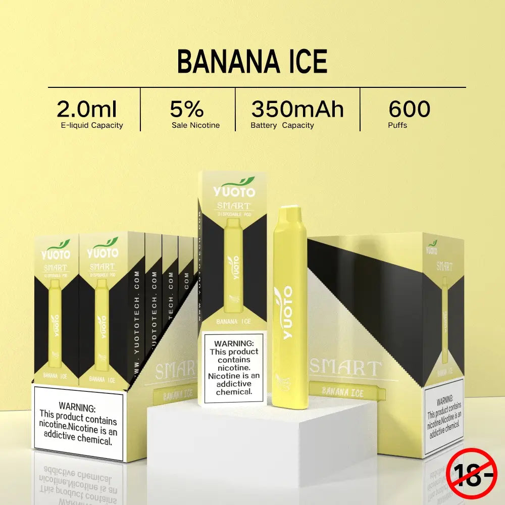 Upplev en söt och krämig smakupplevelse med Yuoto Smart Banana Ice. Denna nya e-juice är laddad med smak av mogna bananer och kall is för en uppfriskande effekt. Perfekt för att tillfredsställa ditt sötsug utan att behöva bekymra dig för kalorierna. Beställ din flaska idag och njut av högkvalitativt vapande med Yuoto. Fri frakt tillgänglig. " Relevanta sökord kan vara "Yuoto Smart Banana Ice", "banan e-juice", "kalla e-juicer", "krämig e-juice", "söta e-juicer", "högkvalitativt vapande