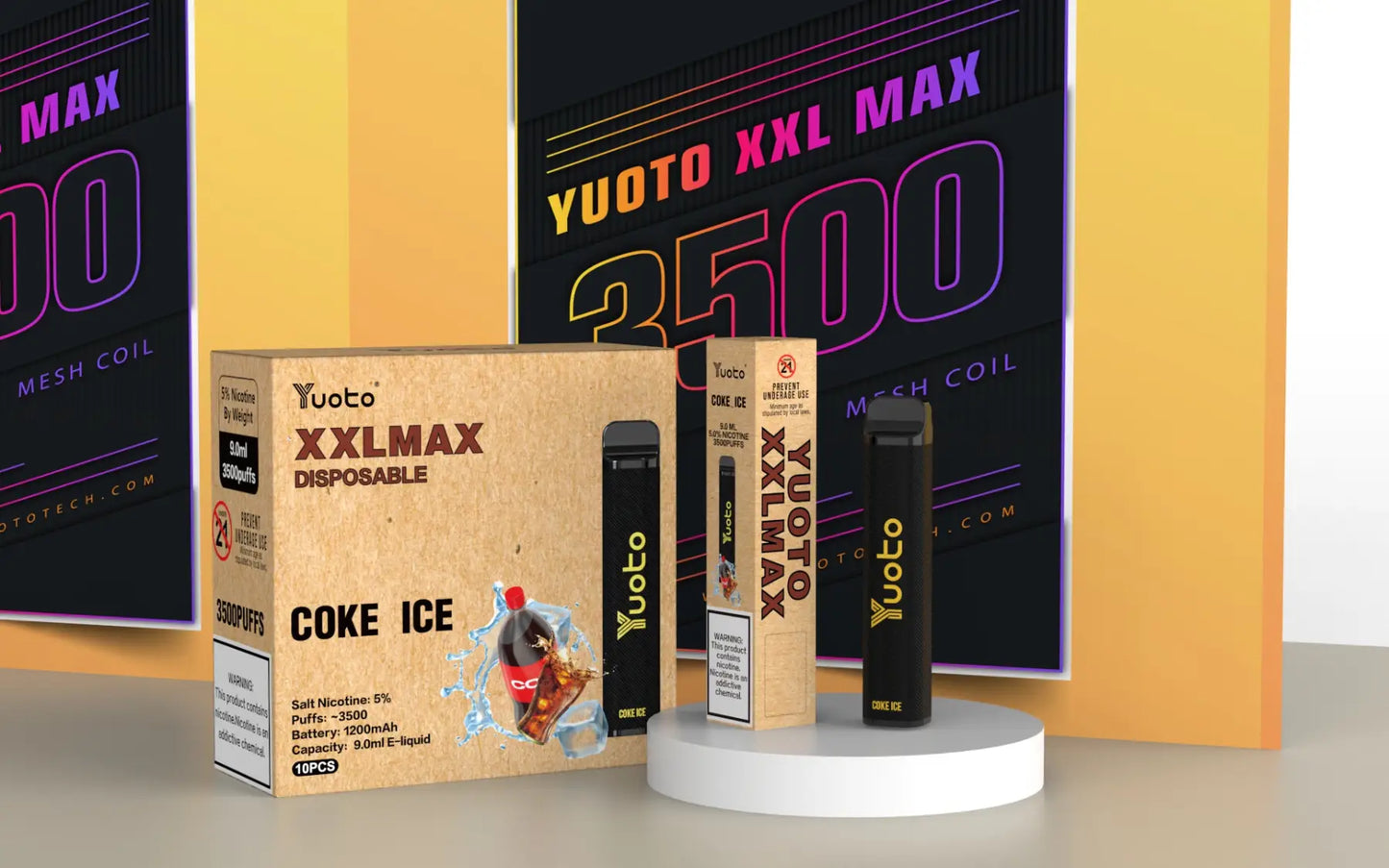 Engångs vape av modellen XXL Max 3500 bloss, med is cola smak.