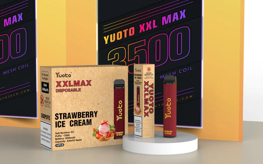 Stig in i en värld av sötsaker med Yuoto XXL Max Strawberry Ice Cream. Njut av den krämiga och fruktiga smaken av jordgubbsglass vid varje ångning.